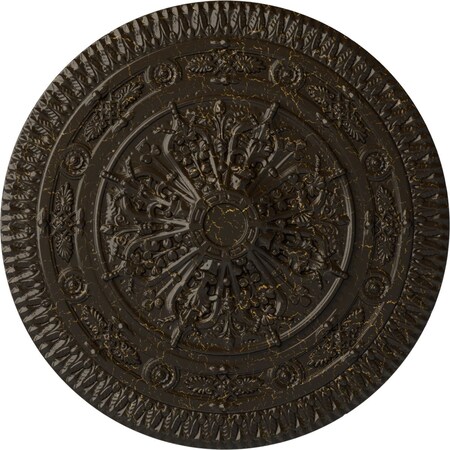 Ekena Millwork Naple Ceiling Medallion (Fits Canopies up to 3 3/8"), 37 1/2"OD x 3 3/8"P, Stone Hearth Crackle CM37NASHC